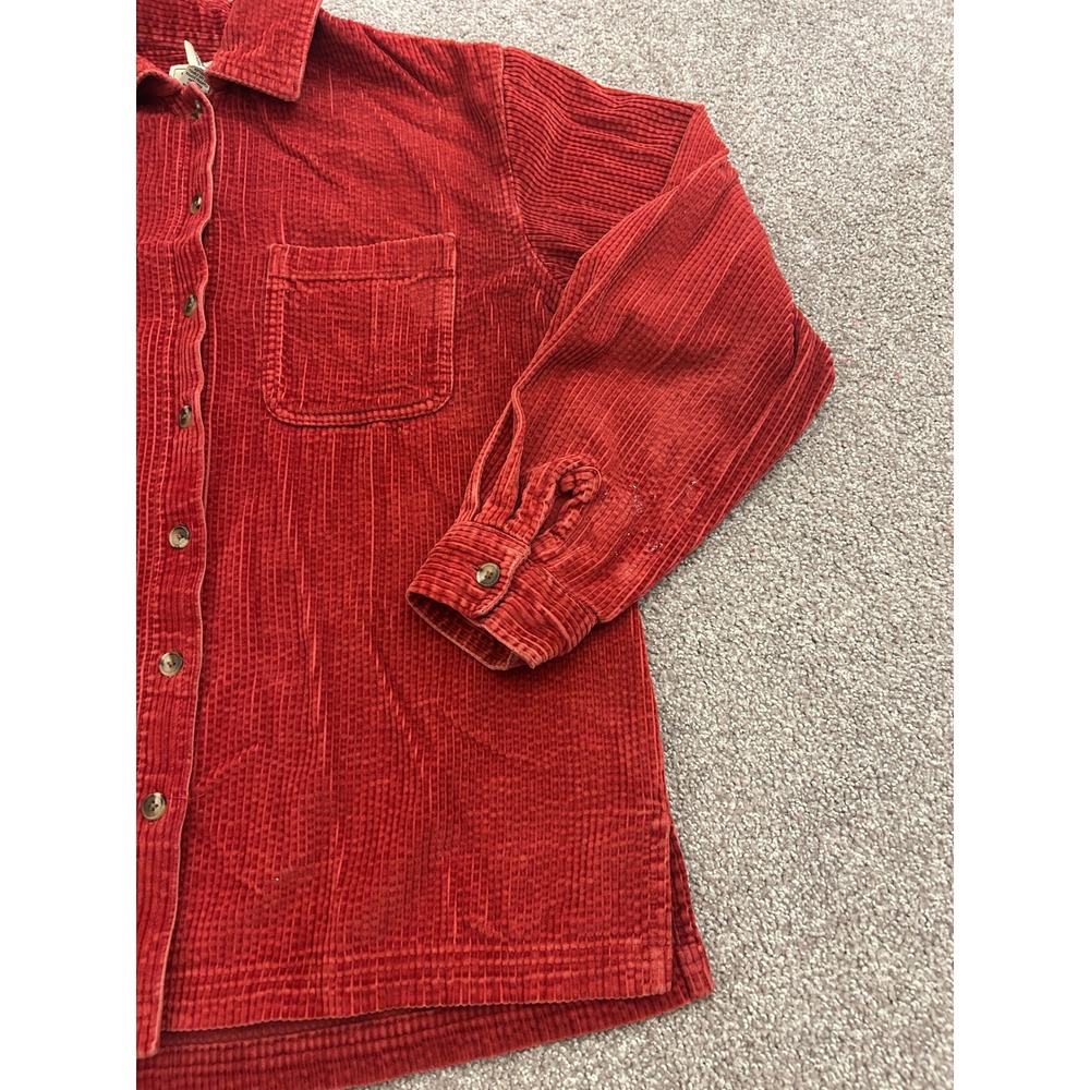 LL Bean Corduroy Button Down Shirt Womens Small Red Excellent Long Sleeve Cotton - Picture 3 of 11